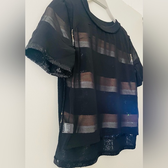 Forever 21 Stripped Sequined Short Sleeved Knit Top - Picture 4 of 5